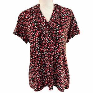 Style & Co. Red And Black Polka Dot Ruffle Blouse Size XL